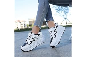 XRDSHY Roller Skate Shoes Retractable Roller Skates Skateboarding shoes for Boy Girl Shoes with Wheels Outdoor Sneakers Roller Shoes,Black1-EU33