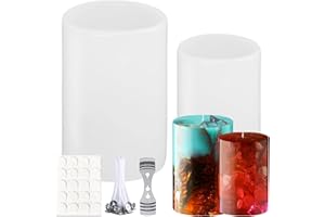ZOONVII Kerzenform, 2 Stück Kerzenformen zum Gießen Silikon Set, Zylindrische Kerzenformen mit 20 Kerzendocht,3D DIY Silikonform,Handgemachte Sojawachs Kerzenform zum Gießen Handwerk Ornamente,Duftkerze,Seife