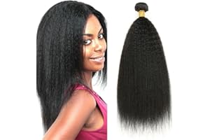 MUABY Yaki Human Hair Bundles Matassa Capelli Veri Tessitura Capelli Naturali Umani Donna Capelli Umani Brasiliani Brazilian Virgin Hair Yaki Weave Single Bundle 100g 24 Pollici