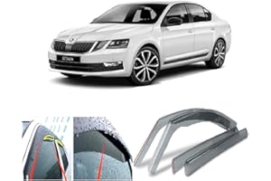 AC WOW Lot de 4 déflecteurs d'air compatibles avec Skoda Octavia Mk3 (5E) berline 4 portes 2012 2013 2014 2015 2016 2017 2018 2019 2020 en verre acrylique PMMA pour pare-pluie, neige, soleil