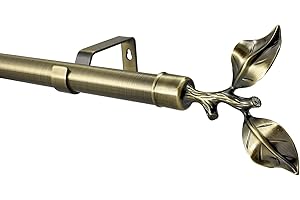 YHO Extendable Curtain Pole Silver Chrome Metal Curtain Pole Set 28mm Includes Finials, Brackets & Fittings. Brass, Copper & Black (2m - 3m Extendable, Tallinn Antique Brass)