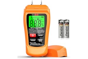 Damp Meter RDINSCOS - Medidor de humedad de madera para paredes, caravanas, troncos, leña con luz de fondo, funda de transporte (tipo pin)