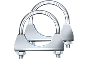 Glarks 2 x abrazaderas en U para escape de 45 mm (1-3/4 pulg.) Abrazaderas de escape con diseño de brida en forma de sillín para tubo de escape