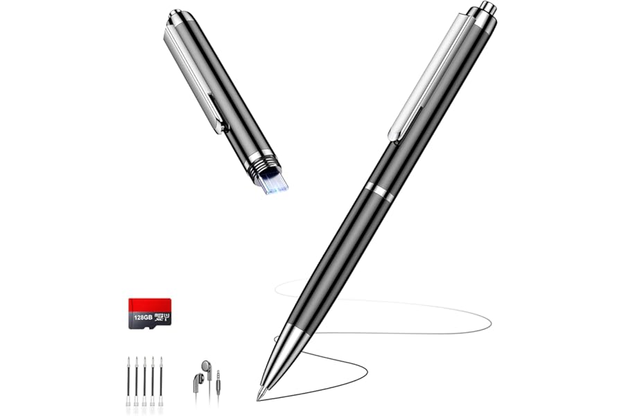 128GB Digital Voice Recorder with USB Type-C, 7200Hrs Recording Storage Recording Device, VOR-Voice Activated Recorder with AI Noise Reduction, MP3 Player, for Lectures Classes Meetings