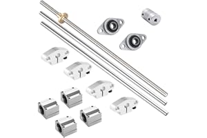 iYueMps 400mm Tige Linéaire Φ8mm T8 Tiges Filetées Horizontal Set avec Support Horizontal,Roulement à Billes,Écrou en Laiton,Roulement Horizontal,accouplements flexibles Pour Imprimante 3D CNC DIY