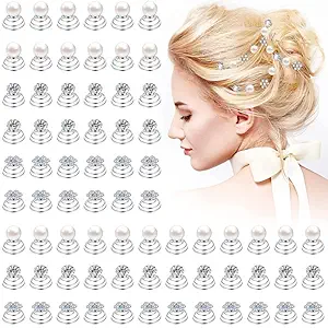 Trendy Club 12?Pieces Pearl Rhinestone Spiral Hair Pins Crystal Spiral Twist Hair Pins Silver Swirl Twists Coils Hair Clips Set Bobby Pins Hair Accessories