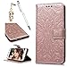 Price comparison product image S7 Edge Case, Galaxy S7 Edge Leather Cover Embossed Sunflower Design PU Leather Flip Case TPU Bumper Cover Kickstand Magnetic Case with Card Slots Holders & Wrist Strap Case for Samsung Galaxy S7 Edge - Rose Gold