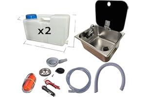 XENPER®️Kit Fregadero Camper Pequeño 32x26 con Tapa GARRAFAS A Elegir – Ideal para Kit Camper Furgoneta, Lavabo Caravana y Cocina Camper, Ideal para Muebles Camper