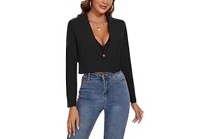 MINTLIMIT Blazer corto da donna con un bottone giacca blazer con risvolto dentellato casual elegante classico manica lunga abbigliamento da lavoro con risvolto