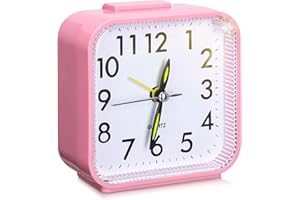 Birshe Sveglia Analogica Silenziosa senza Ticchettio Sveglie da Comodino Sveglia Viaggio Allarme Sveglia al Quarzo Sveglia Viaggio Allarme Movimento al Quarzo Sveglia da Viaggio (Pink)