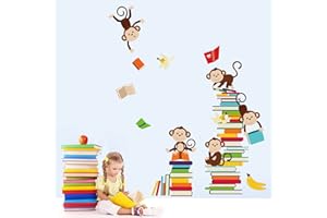 decalmile Pegatinas de Pared Mono Motivadoras Vinilos Decorativos Animales Adhesivos Pared Habitación Niños Bebés Guardería Dormitorio
