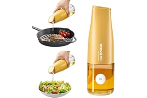 YARRAMATE Auto Flip Olive Oil Dispenser Bottle for Kitchen – 17oz/500ml Cooking Glass Cruet with Pourer, Vinegar, Soy Sauce Container (Orange), Labels