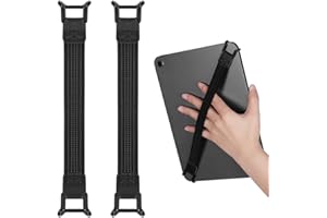 AXFEE Soporte De Mano para Leer En La Cama, 2 Pcs Correa Antideslizante para Tabletas, Agarre de Dedo Elástico Multifuncional Tableta para 8.7-13" Kindle/Oasis/E-Books/Kobo/Tablets (Negro)