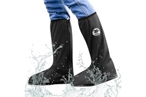 XEERUN Schuhüberzieher Wasserdicht, Schuhüberzieher Wiederverwendbare, Wasserdichte Überschuhe,Outdoor Rutschfester Schuhüberzieher mit Reißverschluss Reflektor für Männer Frauen(43-45, Schwarz)