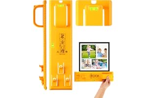 Starlife Picture Hanging Tool, Picture Hanging Kit for Easy Hang and Level Built- in 2 Levels, Picture Hanging Guide Frame Hanger for Clocks/ Mirrors/ Galleries/ Artworks/ Photos (Yellow)