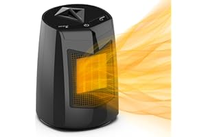 HIHHY Heizlüfter, 800W Keramik Heizlüfter Leise, Heizlüfter Energiesparend, Heizlüfter Klein, 70° Oszillation, 3x Heizstufen, Mehrfachschutz, Heizlüfter für Bad, Wohnzimmer, Büro