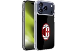 Head Case Designs Licenza Ufficiale AC Milan Colore Pieno Nero Stemma Custodia in Gel [Protezione di Grado Militare] Compatibile con Apple iPhone 17 PRO E Compatibile con MagSafe