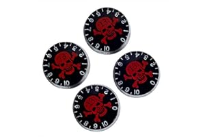 Musiclily Metric Size Plastic Speed Control Knobs for Gibson Les Paul Guitar Replacement ,Red Skull Black Body(Pack of 4)