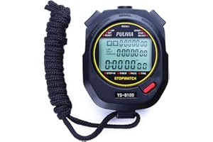 PULIVIA Stopwatch Sports Timer 100 Laps/Splits Digital Stop Watch with Recall Countdown Timer Clock Alarm Calendar, Large Display Stopwatch for Coaches Running Sports Training