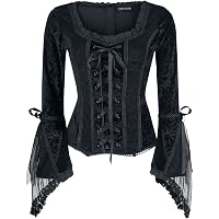 Gothicana By EMP Damen T-Shirt – Schwarz, Lockerer Schnitt, Mit Flügel-Print, Rundhalsausschnitt
