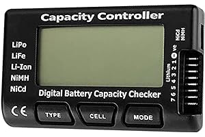 GERUI Digital Battery Capacity Tester, Battery Capacity Voltage Tester Controller Tester with LCD,for LiPo LiFe Li-Ion NiMH Nicd RC Batteries