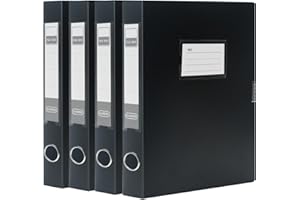 SOYIRI 4 Pezzi Scatola Archivio A4, Dorso da 40 mm, Raccoglitori Documenti con Coperchio per Ufficio, Scuole (Nero)