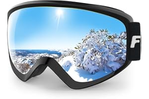 Findway Gafas Esqui Niño 5~16 Años Mascara Esqui Gafas de Esqui Niño Niña OTG Ajustable para Niños Anti-Niebla Protección UV Compatible con Casco para Esquiar Snowboard Deportes de Invierno