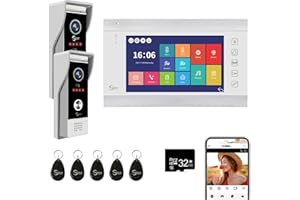 ANJIELO SMART Videocitofono, videocamera WiFi con monitor da 7 pollici, campanello cablato con 1080P, supporta l'ingresso della scheda e il rilevamento del movimento, audio bidirezionale (2 Campanello+1 Monitor)