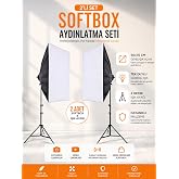 Rabsev 2'li Softbox Aydınlatma Seti 50x70 cm 2 Metre Işık Ayağı Fotoğraf Video YouTube Canlı Yayın