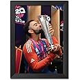 TenorArts Virat Kohli Worldcup T20 Poster Indian Cricket Photo Framed Painting with Matt Finish Black Texture (12 inches x 9inches)