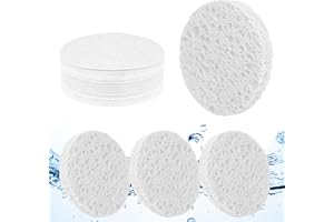 vaolmlop 25pcs Éponge Nettoyante Compressée,Éponges Nettoyantes Quotidiennes En 100% Pulpe De Bois Naturelle Éponge Nettoyante En Coton Masque Exfoliant Démaquillant(Blanc)