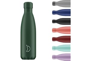 Chilly's Botella de Aqua - Acero Inoxidable y Reutilizable - Prueba de Fugas, Libre de transpiración - Matte - All Green, 500ml