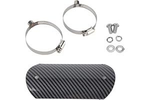 Qiilu Auto et Moto systèmes d'échappement Déflecteurs de chaleur, Bouclier thermique, tuyau intermédiaire de moto Link Tube Protector Cover Protège-talon (Noir)