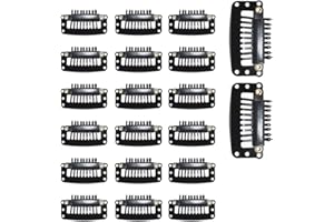 OHREN PERRUQUE clip, 20 Pièces, Clips Métal U, Peigne, Pince Extension Cheveux, Barrette, Accessoires Bricolage (Noir)