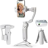 Digitek (DSG-007F AI) 3-Axis Gray Smartphone Gimbal - Foldable Handheld Vlogging Stabilizer with AI Tracking Feature & 4 Crea