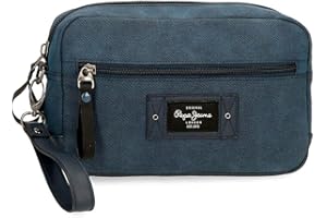Pepe Jeans Vivac Bolso de Mano Azul 24,5x15x6 cms Algodón y PU