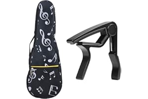 KINGPOINT 21in Bolsa de Ukelele Impermeable Oxford para Notas Musicales, Mochila con Correas Ajustables con cejilla para Ukelele con cejilla de Ukelele (Negro)