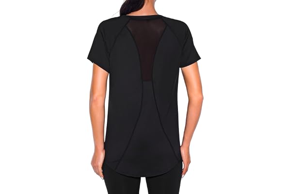 Wayleb Tee Shirt Sport Femme T Shirt à Manches Courtes Yoga Col V T-Shirts Tops Sèche Vite Hauts Running Fitness Pilates
