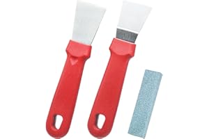 MABAHON 2PCS Cleaning Scraper for Ovens,Induction Hob,Stoves, Kitchen Scraper with Grindstone(Straight Version + Bending Version)