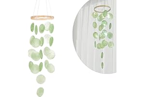 LUMOOM Campanelli a vento boho decorativi, ghirlande di acchiappasogni, suono unico magnifico, scacciapensibili da giardino, decorazione da appendere per terrazze, prato, giardino, cerchio (verde)