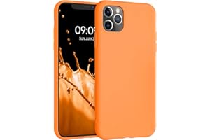kwmobile Funda para Apple iPhone 11 Pro MAX Carcasa - Ultrafina de TPU y Silicona con Bordes elevados anticaídas - Naranja afrutado