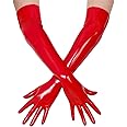 Red Latex Long Gloves for Men and Women, Natural Rubber Gloves, Cosplay Costume, Party, Clubwear, Red Long