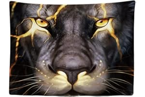 Ulticool – Tapisserie Murale Décorative Chambre - Lion Tête de Lion Yeux Clairs Nature - 200 x 150 cm Grand – Papier Peint Tissu – Tapestry Aesthetic Wall - Décoration Panoramique