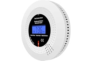 iMeistek Détecteurs de fumée et de monoxyde de carbone sans fil interconnectés pour la maison, détecteur combiné de fumée et de CO avec affichage LCD, durée de vie de 10 ans, pile remplaçable, 1 pièce