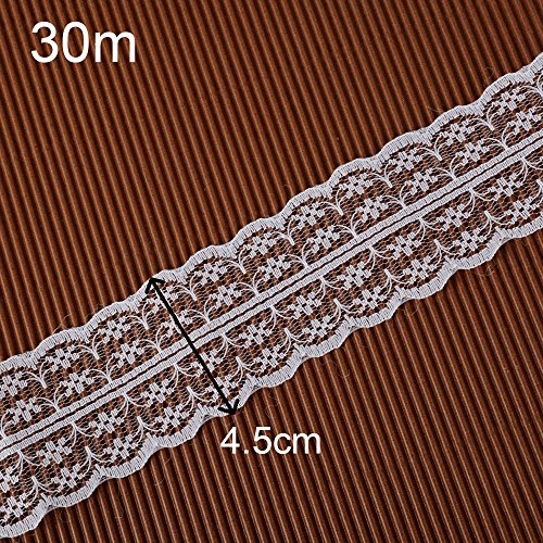 comprare on line 30 metri 4.5cm Nastro Merletto Pizzo Decorativo Bianco per Decorazione Matrimonio Fai da Te Imballaggio (Bianco) prezzo