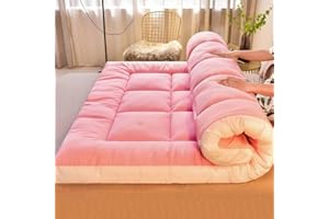 HUMAJORY Japanese Floor Mattress Extra Thick Futon Floor Mattress Futon Mattress Foldable Floor Bed Camping Mattress Futon Tatami Mat Traditional Sleeping Mat(Pink,150x200cm)