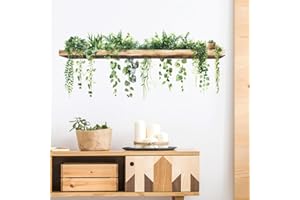 milaosk Stickers Muraux Plantes Vertes Autocollant Mural Suspension Adhésif Art Decoration Murale Sticker Mural pour Cuisine Salon Chambre Salle de Bain