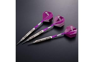HOPEWEY Dardos dardos suaves 3 piezas 18G del torneo Dartset dardos de punta suave Fijar Negro barriles de metal recubiertas de dardos (dardos suaves) con vuelos púrpura