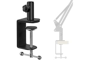 Frgyee Heavy Duty, metalowy zacisk do montażu na stole, stojak mikrofonowy, ramię C, zacisk montażowy z regulowaną śrubą, pasuje do stołu o grubości do 6 cm