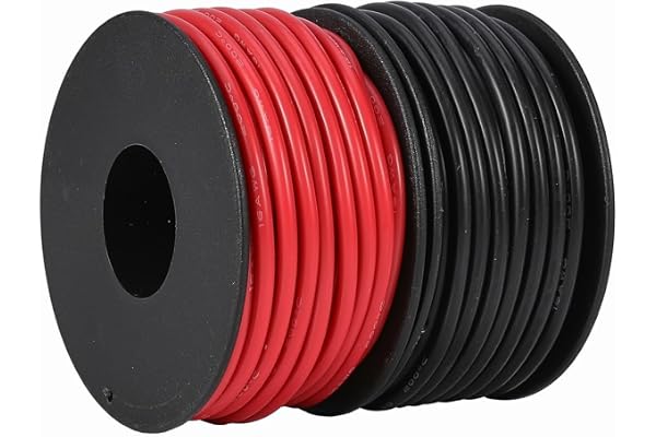 TUOFENG Fil de cuivre étamé 16 AWG, 20 m de fil de cuivre étamé souple et flexible, résistant aux hautes températures, 2 fils séparés, 10 m noir et 10 m rouge pour imprimante 3D, câbles de test